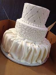 Ready For Delivery Fondant Dress Style Draping Scroll Work And Quilting With Crystals Beautiful For Any Wedd Cake Wedding Cakes With Cupcakes Fondant Cakes