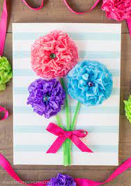 Tissue Paper Flower Bouquet Canvas Paper Flower Bouquet Paper Flowers For Kids Flower Crafts