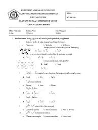 Soal uts bahasa arab kelas 2 semester 1 dan jawabannya. Soal Pts Bahasa Arab Kelas 1 Mi
