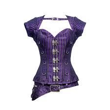 Corsetdeal.co.uk offers a range of corsets that suits your style at competitive prices. Cassia Steampunk Overbust Corset Purple Stripe Jacquard Corset Dress For Sale Korsetts Konigin De