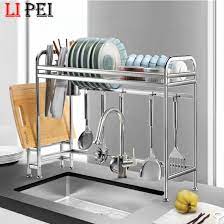 Click to add item sterilite® white dish drainer rack to the compare list. Multifunctional 2 Tier Stainless Steel Dish Drainer Racks Dish Drying Rack With Utensils Holder For Kitchen Sink Countertop China Dish Rack And Kitchen Rack Price Made In China Com