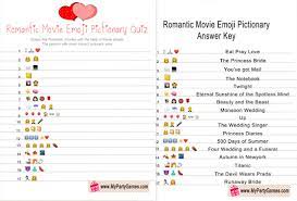 Displaying 13 questions associated with teenager. Free Printable Romantic Movie Emoji Pictionary Quiz