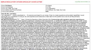 Regulatory Affairs Specialist Cover Letter