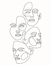 Multiple Face One Line Art In 2020 Line Art Drawings Outline Art Abstract Face Art
