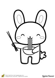 Coloriage Lapin Kawai Mange Des Nouilles En Ligne Gratuit A Imprimer Coloriage Lapin Coloriage Kawaii Coloriage