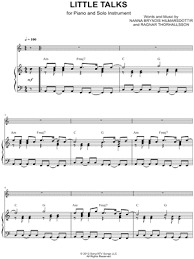 Soon it will be over and buried with our past. Of Monsters And Men Little Talks C Instrument Sheet Music Flute Violin Oboe Or Recorder In A Minor Download Print Sku Mn0112595