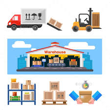 Warehouse And Its Content Warehouse Vector Illustration Logistics