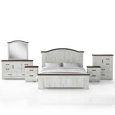 The dresser features 10 drawers in varying sizes to provide storage. 6pc California King Willow Rustic Bedroom Set With 2 Nightstands Distressed White Walnut Homes Inside Out Target
