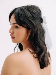 Monogram Bow Satin Ribbon Barrette Hair Clip