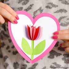 Tulip In A Heart Card Easy Peasy And Fun Diy Mother S Day Crafts Valentine Crafts Valentines Cards