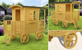 Kinderspielhaus Planwagen Aus Holz 294 X 118 Cm Kinderspielhaus Kinder Holz Aussere Roulotte En Bois Maisonnette En Bois Roulotte Enfant