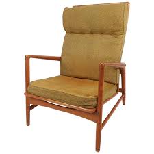 Fabric is original to the piece and is in good condition with minimal vintage wear. Vintage Reclining High Back Lounge Chair By Ib Kofod Larsen For Sale At 1stdibs