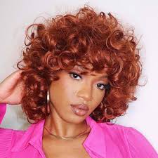 andromeda Auburn Wigs for Black Women Soft Short Big Curly Wig with Bangs  Afro Loose Cute Curly Heat Resistant Natural Looking Synthetic Wig for ...
