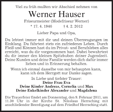 انضم إلى فيسبوك للتواصل مع ‏‎werner hauser‎‏ وأشخاص آخرين قد تعرفهم. Traueranzeigen Von Werner Hauser Trauer Merkur De