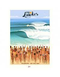 affiche clave illustration hossegor affiches de voyage retro poster surf affiche vintage