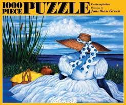 The online puzzle bursted with historical facts of black past. Itsablackthang Com Contemplation 1000 Piece Jigsaw Puzzle Jonathan Green African American Art Contemplation