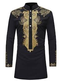 Black And Gold Top Men African Men S Wear Gold Embroidered Black Top Etsy Business Dress Shirts African Men Fashion African Shirts