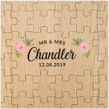 Invite your guests to print their names and wishes on a wooden puzzle piece and replace into the sentimental heart. Made From Oak Wood Guest Book Sign Wedding Guest Book Alternative Personalised Jigsaw Puzzle Guest Book