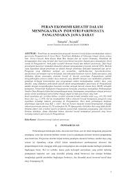 Pdf Peran Ekonomi Kreatif Dalam Meningkatkan Industri Pariwisata Pangandaran Jawa Barat
