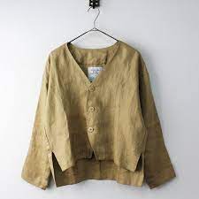 2018ss grandma mama daughter グランマママドーター リネン ヘリンボーン vネックジャケット tunic tops women s blazer women s top
