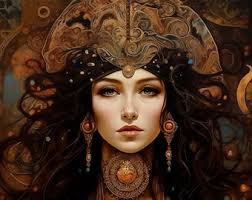 Mystical Woman, Dark Goddess Wall Art, Occult Portrait, Divine Feminine  Print