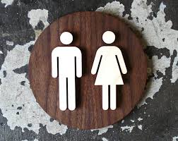 The Original Round Wood Unisex Bathroom Sign Office Restroom Wc Signage 6 9 Or 12 Size Raised Figures Half Half Modern Design Etsy Salt Lake City Et Unisexe