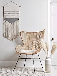 Guyou retro accent arm chair with rattan back modern comfy linen lounge chair upholstered for living room/bedroom/hosting room (cream). Flat Rattan Wing Chair Natural