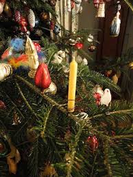 Christmas Tree Illuminated With Real Candles Between Naps On The Porch