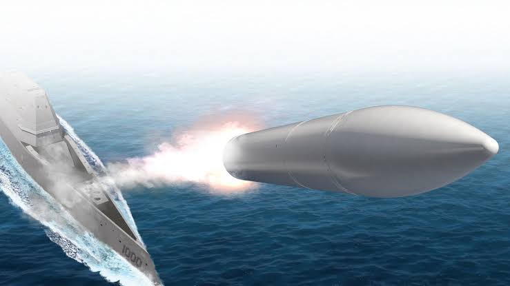 Hypersonic launch from a surface ship, AI generated