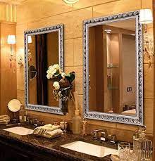 A mirror makes a room look bigger by adding depth. Large Rectangular Bathroom Mirror Wall Mounted Wooden Frame Vanity Mirror Silver 32 X24 Amazon Ca Home Kitchen