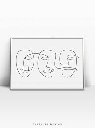 Minimalist Black And White Art Prints Abstract Carnival Face Printable One Line Child Like Drawing Etsy Black And White Artwork Minimalist Painting Abstract Art Prints