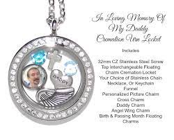Daddy Cremation Urn Cremation Jewelry Memorial Necklace Loss Of Parent Dad Guardian Ang Cremation Locket Floating Charms Floating Charm Locket Necklace