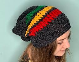 Dreads Boho Rasta Crochet Hat Handmade Yarn Beanie Grey Wool Jamaica Cap  Dreadlocks