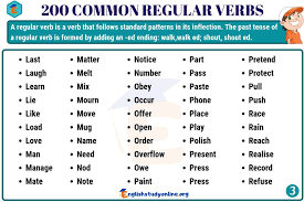 200 Important Regular Verbs Definition And Regular Verbs List English Study Online In 2020 Regular Verbs Verbs List English Verbs