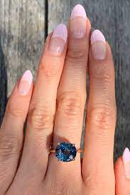 Blue Sapphire Engagement Ring Sapphire Engagement Ring Blue Non Traditional Wedding Ring Halo Engagement Ring Wedding Band