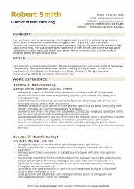 Director Of Manufacturing Resume Samples Qwikresume