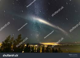 Weak Green Northern Lights Sky On Horizon And Atmospheric Phenomenon Steve Crossing Milky Way Galaxy In 2020 Northern Lights Milky Way Galaxy Atmospheric Phenomenon