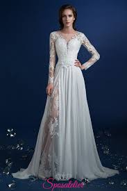 Bello piccolo cosa nero con spalline bustino pizzo vestito aderente (rst118). Vestito Da Sposa Con Spacco Trasparente Con Ricami In Pizzo Economici Onlinesposatelier