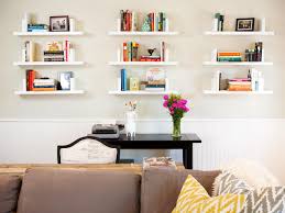 This is a lovely and very minimal approach and is achieved by having the shelf the same color as the wall. 12 Ways To Decorate With Floating Shelves Hgtv S Decorating Design Blog Hgtv