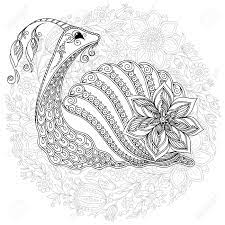 modele pour les pages du livre a colorier enfants et adultes illustration d un escargot style de tatouage au henne mehndi griffonnages clip art libres droits vecteurs coloriage bibi tina