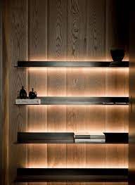 Design Wooden Wall According To The Latest Trends Led Shelf Lighting Shelf Lighting Bookshelf Lighting