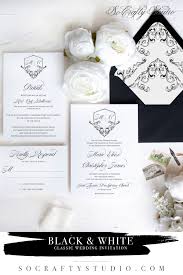 Elegant Black And White Wedding Invitation Monogram Wedding Etsy In 2020 Crest Wedding Invitations Monogram Wedding Invitations Monogram Wedding