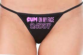 Amazon.com: Knaughty Knickers Cum On My Face Daddy Facial Cumslut Black  String Thong Panty : Clothing, Shoes & Jewelry