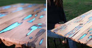 Guy Shows How To Make Glow In The Dark Table With Photoluminescent Resin Resin Table Dark Table Glow Table