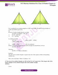 Similar triangles are the same general shape as each and differ only in size. Rd Sharma Solutions For Class 10 Chapter 4 Triangles Get Pdf