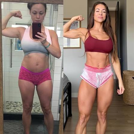 Postpartum transformation ??? Pictures are 5 years apart, not 5 weeks, not  5 months but yearsssss. Stop looking for quick fixes and just be  CONSISTENT. I didn't go to a gym to