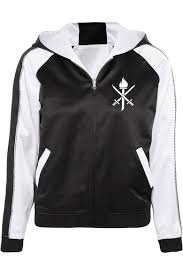 Black And White Satin Bomber Jacket Opening Ceremony Hooded Reversible Embroidered Silk Satin Bomber Jacket Black Satin Bomber Jacket Embroidered Bomber Jacket Hooded Bomber Jacket