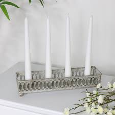 Ceramic planter candle holder, vintage pottery, table centerpiece with candlestick holders. Grey Vintage Candle Tray