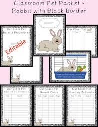 editable classroom pet packet rabbit with scribble black border