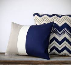 16in Decorative Pillow In Navy Blue Chevron And Stone Gray Modern Summer Home Decor Geometric P Decorative Pillows Couch Summer Home Decor Decorative Pillows